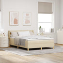 Box spring seng med hovedgærde Creme 190 x 140 cm Stof