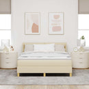 Box spring seng med hovedgærde Creme 190 x 140 cm Stof
