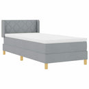 Box spring seng med hovedgærde Lysegrå 200 x 90 cm Stof