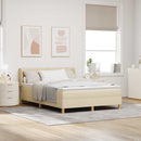 Box spring seng med hovedgærde Creme 190 x 140 cm Stof