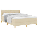 Box spring seng med hovedgærde Creme 190 x 140 cm Stof