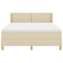 Box spring seng med hovedgærde Creme 190 x 140 cm Stof