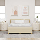 Box spring seng med hovedgærde Creme 200 x 140 cm Stof