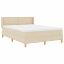 Box spring seng med hovedgærde Creme 200 x 160 cm Stof