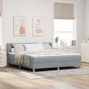 Box spring seng med hovedgærde Lysegrå 200 x 180 cm Stof