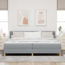 Box spring seng med hovedgærde Lysegrå 200 x 200 cm Stof