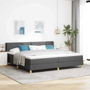 Box spring seng med hovedgærde Mørkegrå 200 x 200 cm Stof