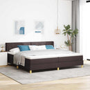 Box spring seng med hovedgærde Mørk Brun 200 x 200 cm Stof