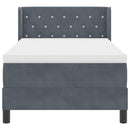 Box spring seng med hovedgærde Mørkegrå 190 x 90 cm Fløjl