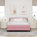 Box spring seng med hovedgærde Lyserød 190 x 140 cm Fløjl