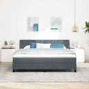 Box spring seng med hovedgærde Mørkegrå 200 x 180 cm Fløjl