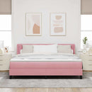 Box spring seng med hovedgærde Lyserød 200 x 180 cm Fløjl