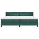 Box spring seng med hovedgærde Mørkegrøn 200 x 200 cm Fløjl