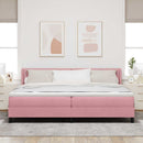 Box spring seng med hovedgærde Lyserød 200 x 200 cm Fløjl