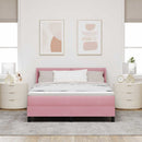 Box spring seng med hovedgærde Lyserød 190 x 140 cm Fløjl