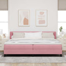 Box spring seng med hovedgærde Lyserød 200 x 200 cm Fløjl