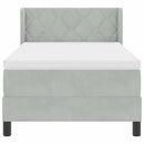 Box spring seng med hovedgærde Lysegrå 200 x 90 cm Fløjl
