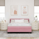 Box spring seng med hovedgærde Lyserød 190 x 140 cm Fløjl