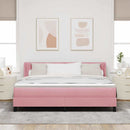 Box spring seng med hovedgærde Lyserød 200 x 180 cm Fløjl