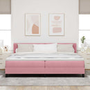 Box spring seng med hovedgærde Lyserød 200 x 200 cm Fløjl