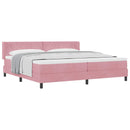 Box spring seng med hovedgærde Lyserød 200 x 200 cm Fløjl