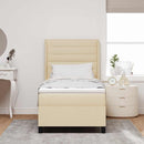 Box spring seng med pude med hovedgærde Creme 200 x 90 cm Stof