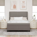 Box spring seng med pude Gråbrun 200 x 140 cm Stof