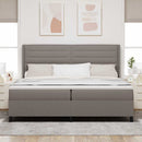 Box spring seng med pude Gråbrun 200 x 200 cm Stof