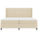 Box spring seng med pude med hovedgærde Creme 200 x 200 cm Stof