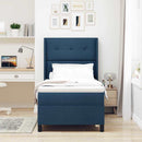 Box spring seng med pude med hovedgærde Blå 190 x 90 cm Stof