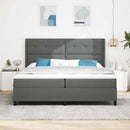 Box spring seng med pude Mørkegrå 200 x 200 cm Stof