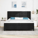 Box spring seng med pude med hovedgærde Sort 200 x 200 cm Stof