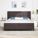 Box spring seng med pude Mørk Brun 200 x 200 cm Stof