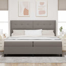 Box spring seng med pude Gråbrun 200 x 200 cm Stof