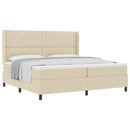 Box spring seng med pude med hovedgærde Creme 200 x 200 cm Stof