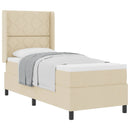 Box spring seng med pude med hovedgærde Creme 190 x 90 cm Stof