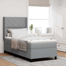 Box spring seng med pude Lysegrå 200 x 90 cm Stof