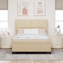 Box spring seng med pude med hovedgærde Creme 200 x 160 cm Stof