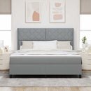 Box spring seng med pude Lysegrå 200 x 180 cm Stof