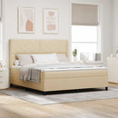 Box spring seng med pude med hovedgærde Creme 200 x 180 cm Stof