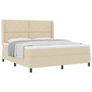 Box spring seng med pude med hovedgærde Creme 200 x 180 cm Stof