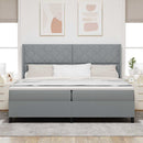 Box spring seng med pude Lysegrå 200 x 200 cm Stof