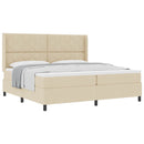 Box spring seng med pude med hovedgærde Creme 200 x 200 cm Stof
