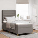 Box spring seng med hovedgærde Gråbrun 80 x 200 cm Stof