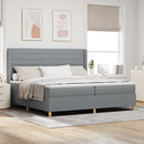 Box spring seng med madras Lysegrå 200 x 200 cm Stof