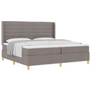 Box spring seng med hovedgærde Gråbrun 200 x 200 cm Stof