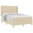 Box spring seng med hovedgærde Creme 140 x 200 cm Stof