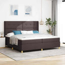 Box spring seng med hovedgærde Mørk Brun 200 x 200 cm Stof