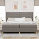 Box spring seng med hovedgærde Gråbrun 200 x 200 cm Stof