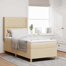 Box spring seng med hovedgærde Creme 90 x 190 cm Stof